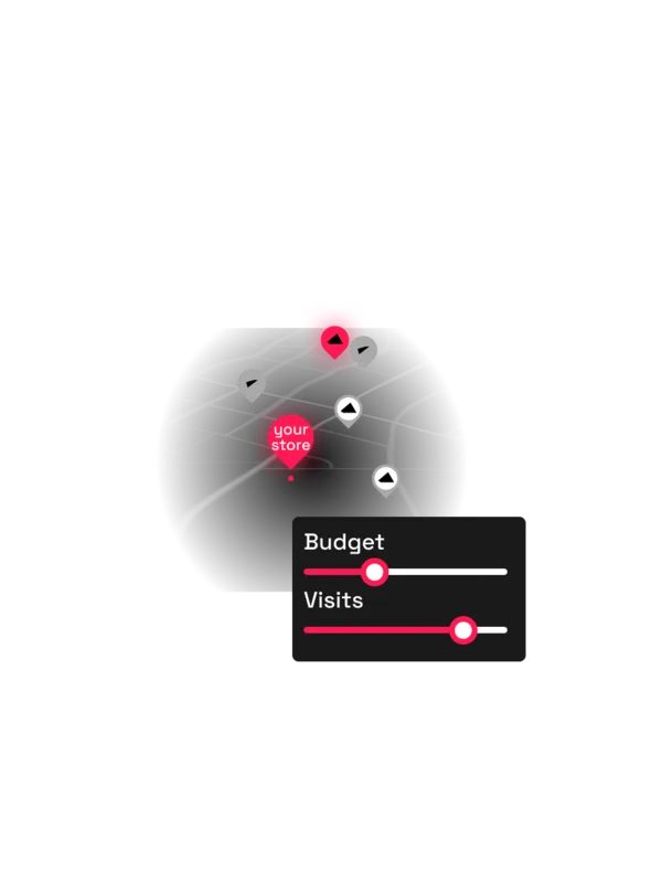 A map of sponsor store locations with budget and visit controls